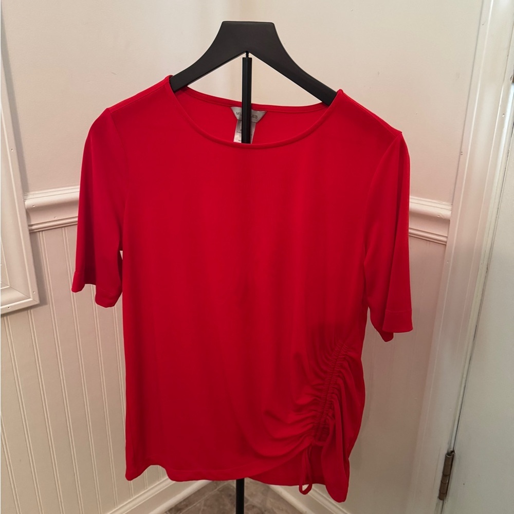 Multiples Red Short Sleeve Top Size Small